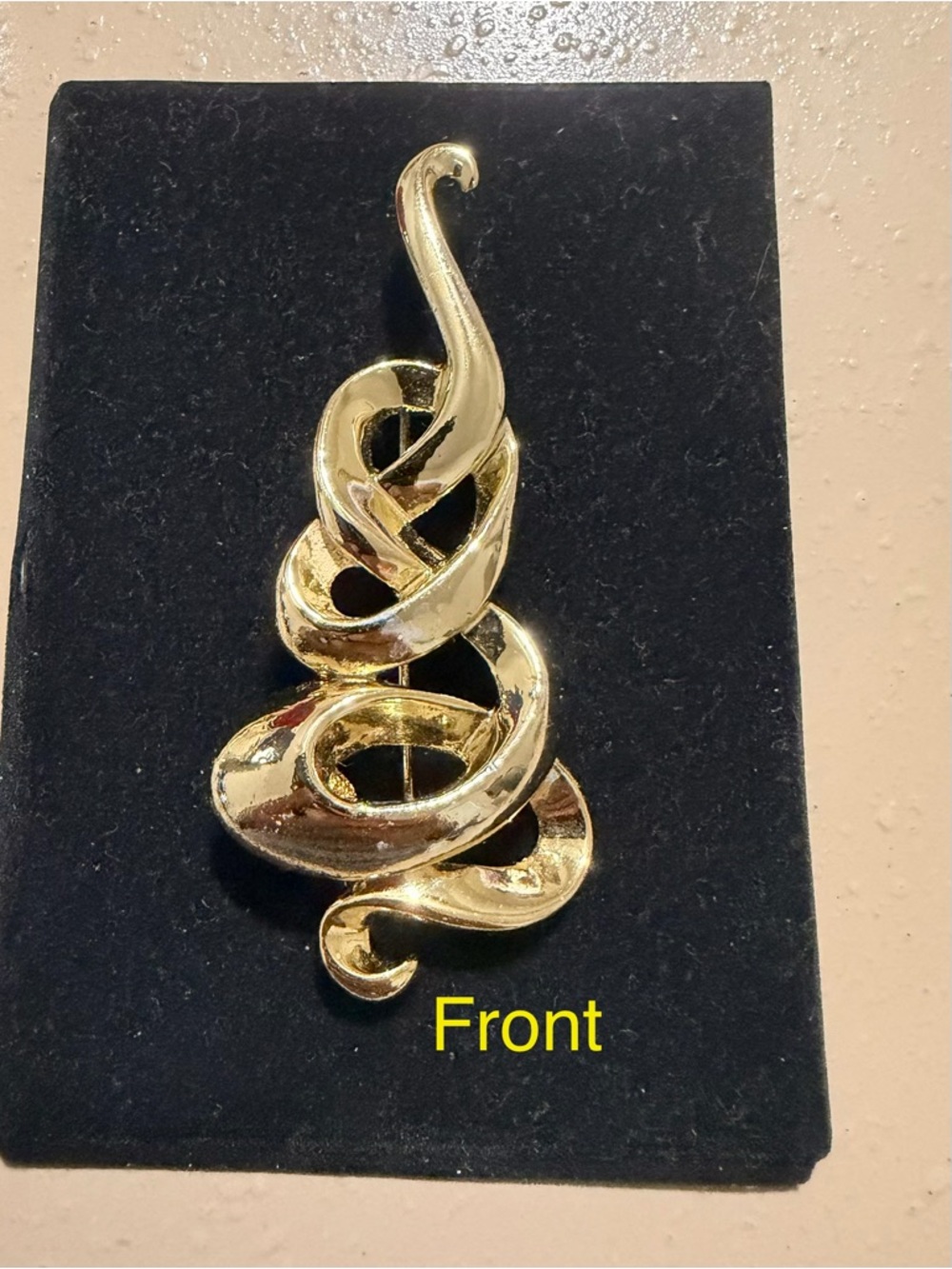 Gold-tone Twisted Christmas Tree Pin Brooch